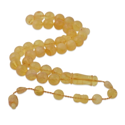 nusnus - Drop Amber Globe Cut 30.7 gr 11 mm Milky Rosary with System