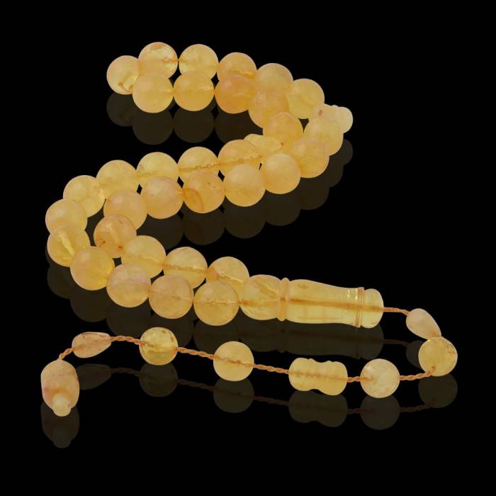 Drop Amber Globe Cut 30.7 gr 11 mm Milky Rosary with System