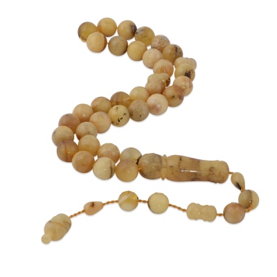 Damla Kehribar Küre Kesim 32.5 gr 11mm Sistemli Milky Tesbih - nusnus