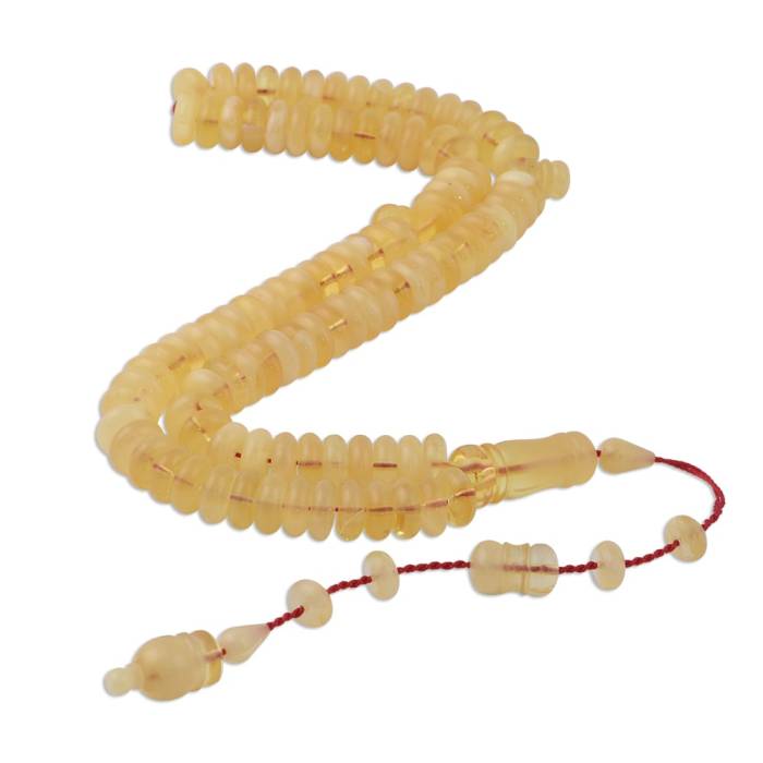 Drop Amber Tablet Cut 33.9 gr 10x4 mm Milky Rosary with System