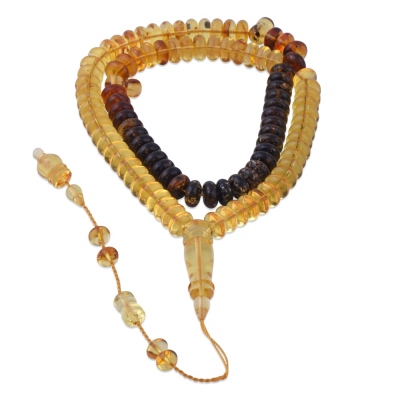 Damla Kehribar Tablet Kesim 40 gr 10x5 mm Sistemli Roinbow Fosil Tesbih - nusnus