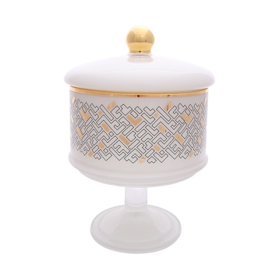 Decorium 17 cm Ayaklı Kapaklı Kase Monochrome - Decorium