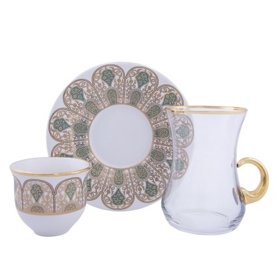 Decorium - Decorium 18 Piece Handled Tea and Mirra Set Hürrem M02028