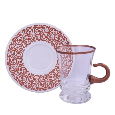 Decorium - Decorium Çay Takımı Kulplu 12 Parça Blossom Ars 1746 Rose Gold