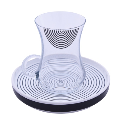 Decorium Tea Set with Handles 12 Prc Monochrome M02051 - Thumbnail