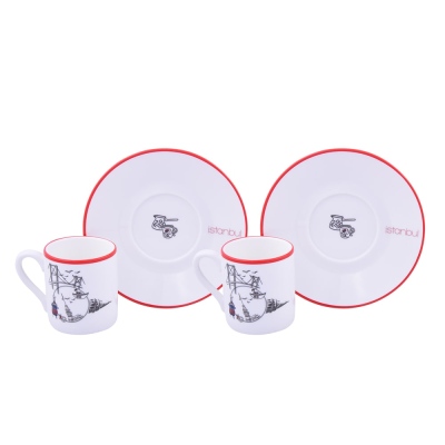 Decorium - Decorium Coffee Cup Set 4 Prc Istanbul Time M00929-Ab