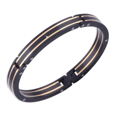 nusnus - Men's Steel Cuff Bracelet Black-Gold CB 5004 NS-06214
