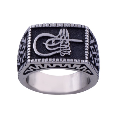 nusnus - Men's Steel Ring CR 5001 Ottoman Monogram No:1