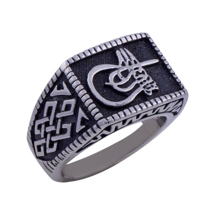 Men's Steel Ring CR 5001 Ottoman Monogram No:1