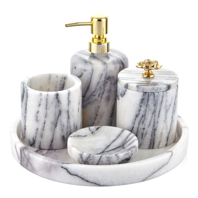 SETABIANCA - Evza Marble Bathroom Set Lotus Lilac