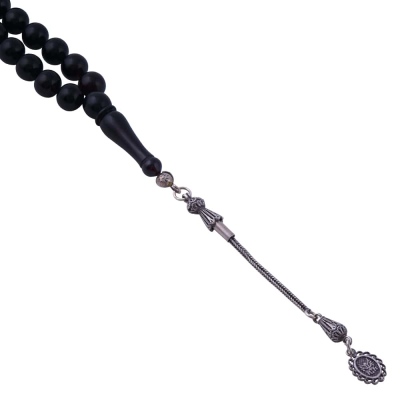 Faris Sphere Cut Squeezing Amber Rosary 925 Sterling Silver Tassels - Thumbnail