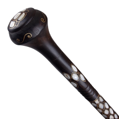 Full Eye Mother of Pearl and Filigree Embroidery Knob Head Walking Stick No:1 - Thumbnail