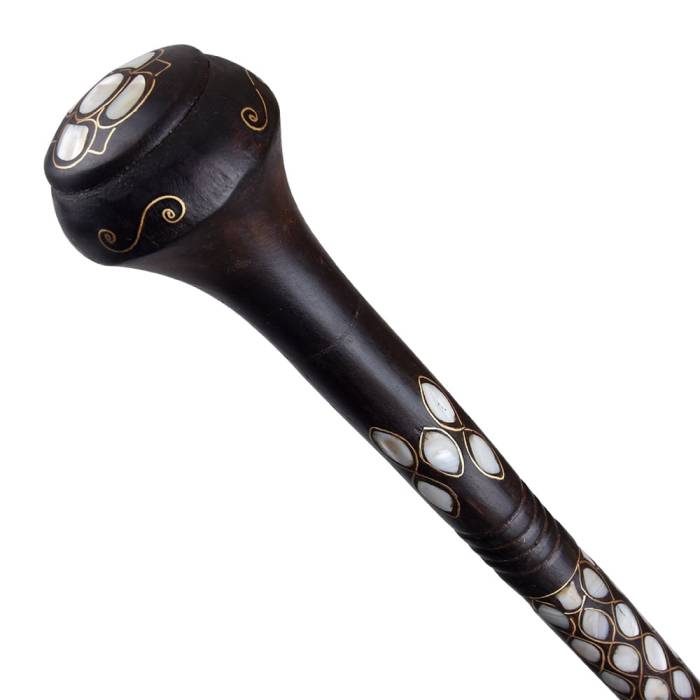 Full Eye Mother of Pearl and Filigree Embroidery Knob Head Walking Stick No:1