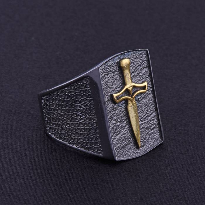 Gold Sword Men's Silver Ring 8.8 gr