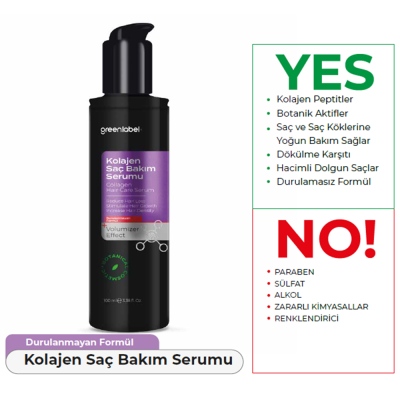 Greenlabel Kolajen Saç Serumu Hacim ve Onarım (Durulamasız) 100 ml - Thumbnail