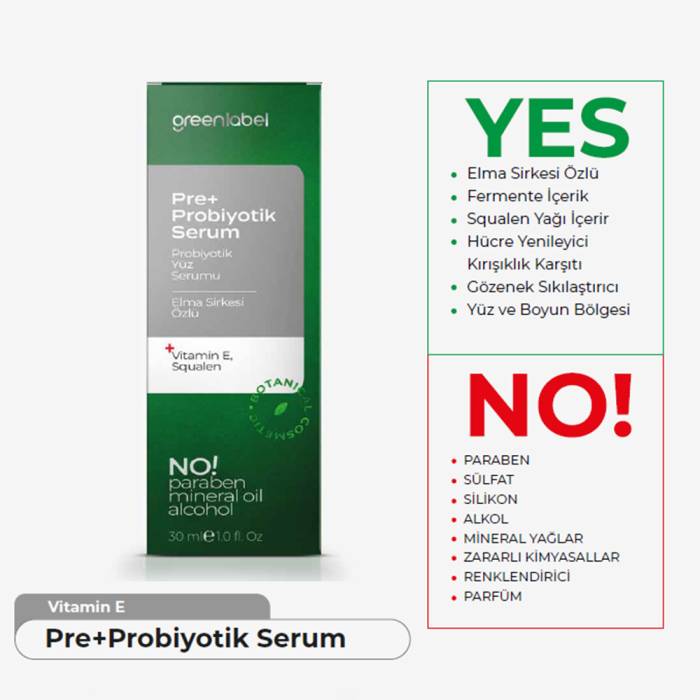 Greenlabel Pre+Probiyotik Anti Aging Yaşlanma Karşıtı Serum 30 ml
