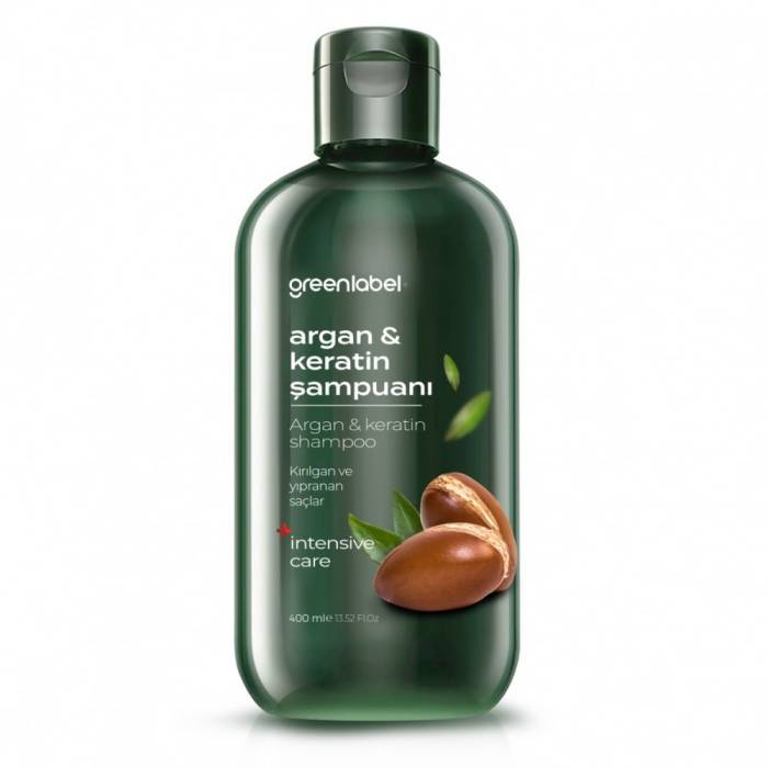 Greenlabel Argan Yağı-Keratin Şampuanı Yıpranmış Ve Kuru Saçlar İçin 400 ml