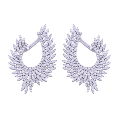 Half Moon Silver Stone Earrings - nusnus