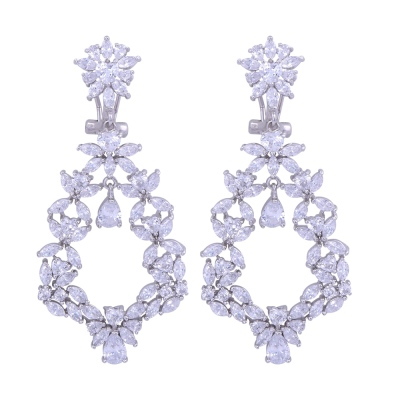 Silver Spiral Stone Dangle Earrings - nusnus