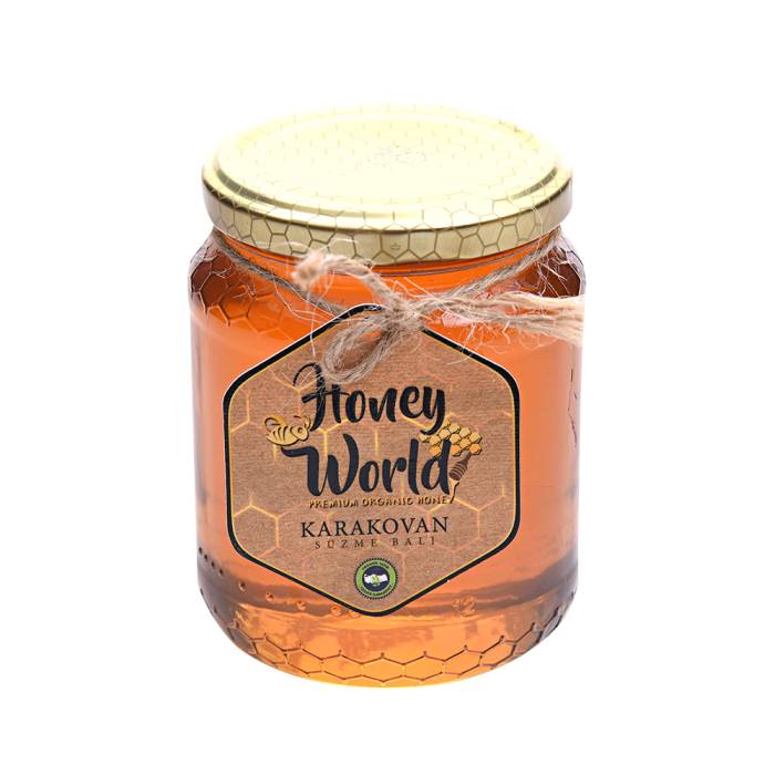 Honey World Organik Süzme Karakovan Balı 500 Gr Cam Kavanoz