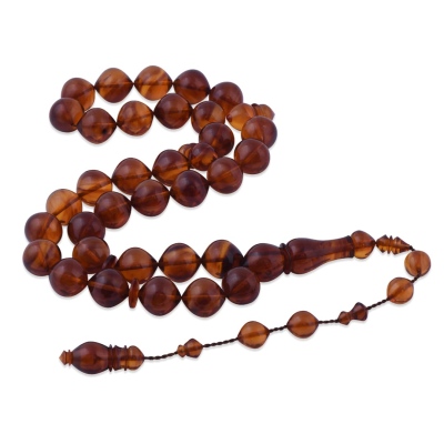 nusnus - Istanbul Cut Brown Squeezed Amber Rosary TB74