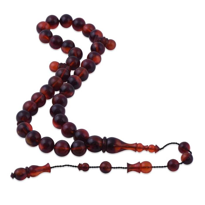 Istanbul Cut Brown Squeezed Amber Rosary TB76 - 1