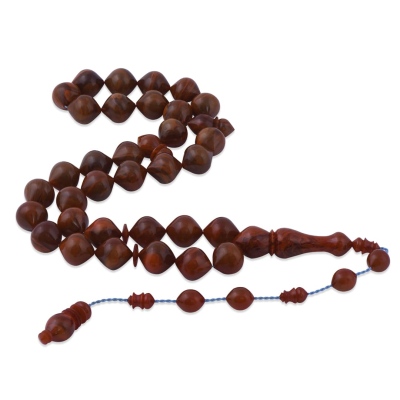 nusnus - Istanbul Cut Blue Moire Squeezed Amber Rosary TB72