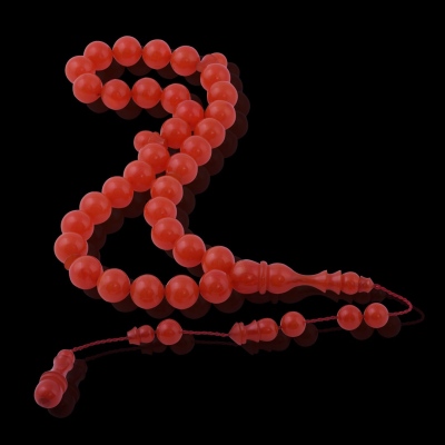 Istanbul Cut Orange Squeezed Amber Rosary TB77 - Thumbnail