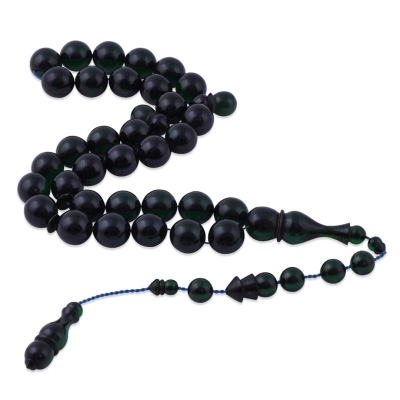 İstanbul Kesim Yeşil Sıkma Kehribar Tesbih TB78 - nusnus