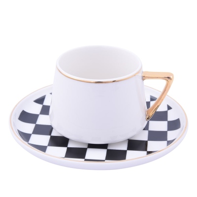 Kahve Fincan Takımı Dama Desen (6 Kişilik 12 Parça) - 2