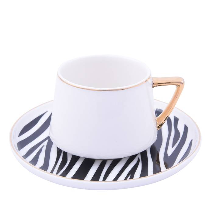 Kahve Fincan Takımı Zebra Desen (6 Kişilik 12 Parça)