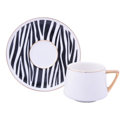 OASİS - Coffee Cup Set Zebra Pattern (12 Pieces for 6 Persons)