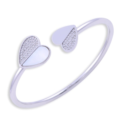 nusnus - 925 Sterling Silver Cuff Bracelet with Heart