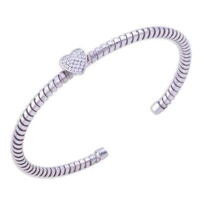 nusnus - Silver Clamp Bracelet with Heart 6.2 Gr
