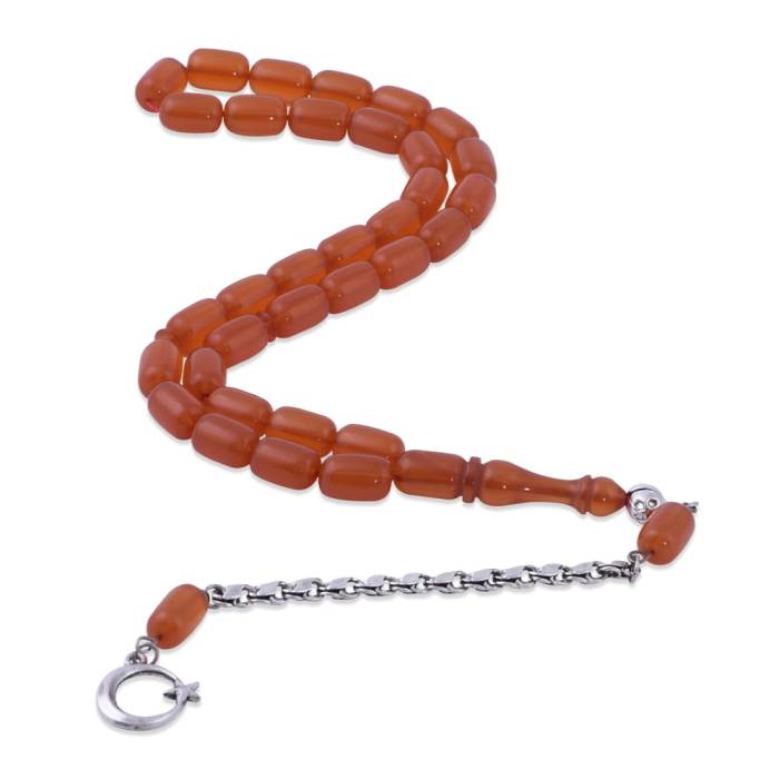 Capsule Cut Squeezing Amber Rosary