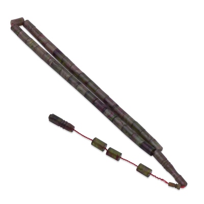 Kesme Model Yeşil Hareli Sıkma Kehribar Tesbih - nusnus