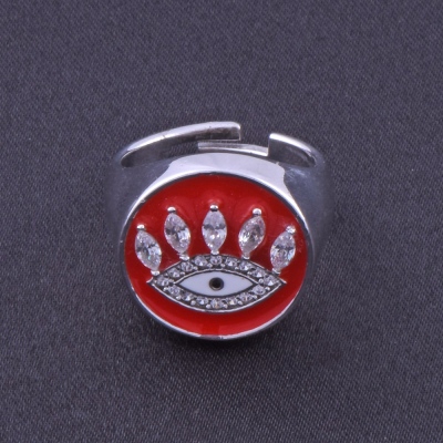 Red Eye Silver Ring 5.1 Gr - Thumbnail