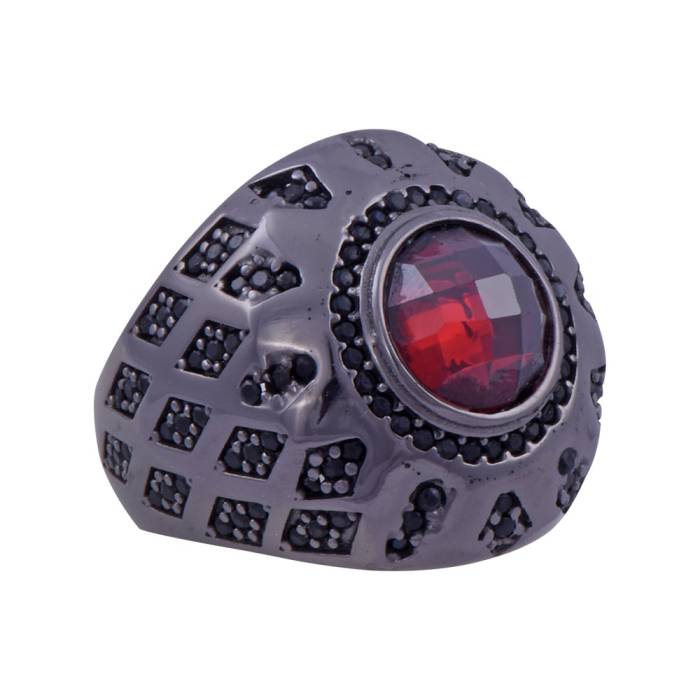 Men's Silver Ring with Red Zircon Stone 13.5 gr