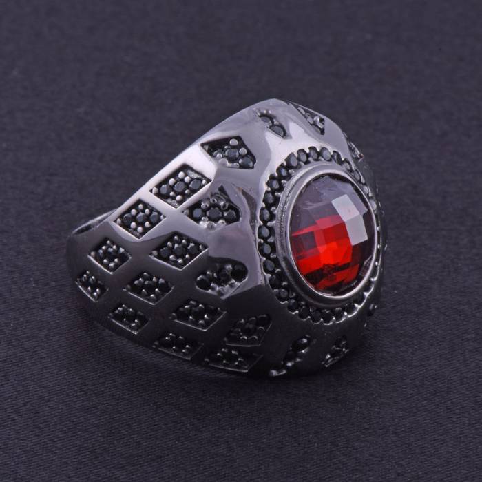 Men's Silver Ring with Red Zircon Stone 13.5 gr