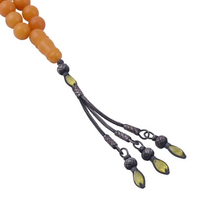 Sphere Cut 12.5x12.5 mm Drop Amber Rosary 42.81 gr Antique Colour - Thumbnail