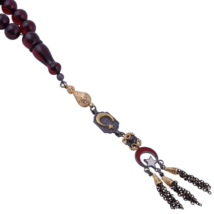 Globe Cut Squeezing Fire Amber Rosary