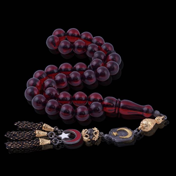 Globe Cut Squeezing Fire Amber Rosary