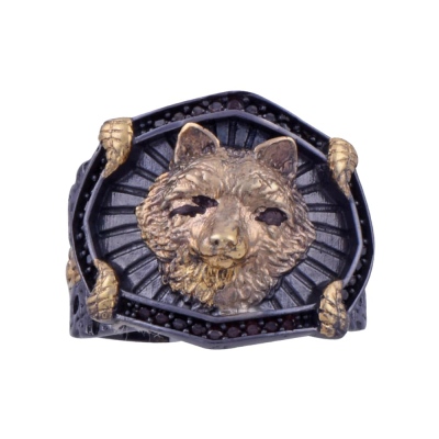 Kurt Başlı Erkek Gümüş Yüzük 14 gr - nusnus