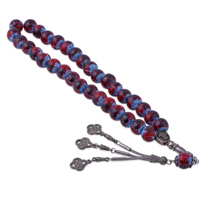 nusnus - Red-Blue Tile Rosary with Tulip Motif