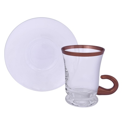 Lıvıano Kulplu Çay Takımı Bellis 12 Parça Rose Gold 01 - Lıvıano