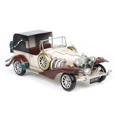 Lucky Art - Lucky Art Cream Red Metal Car 34x14x13 cm