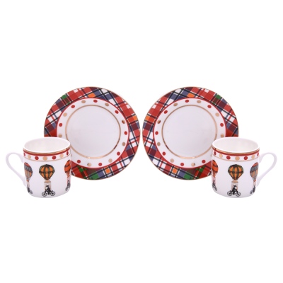 Lucky Art - Lucky Art Shannon Bone 2-Piece Coffee Cup Set with Tray