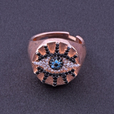 Rose Gold Ring with Blue-Black Stone 5.1 Gr - Thumbnail