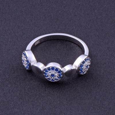 Mavi Taşlı Kadın 925 Ayar Gümüş Yüzük (ZRK 2160) 3 gr - Thumbnail