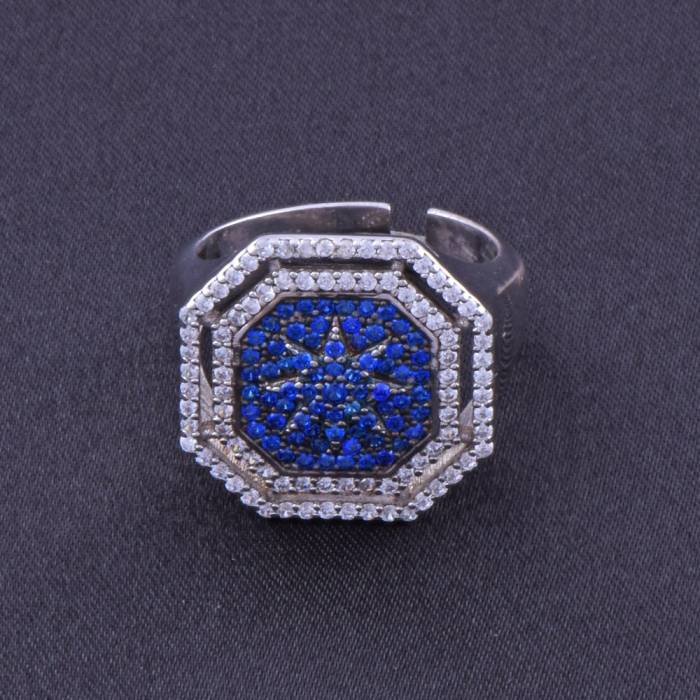 Silver Ring with Blue Stone 5.7 Gr - 2
